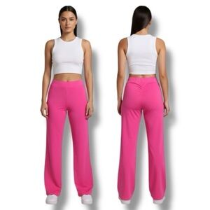 Pants Pink Scrunch Butt Flare Leg Yoga Barbiecore Athleisure Activewear Size M